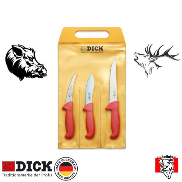 Set noževa Dick 8 2556-10, ErgoGrip, pakiranje 3 kom, crveni